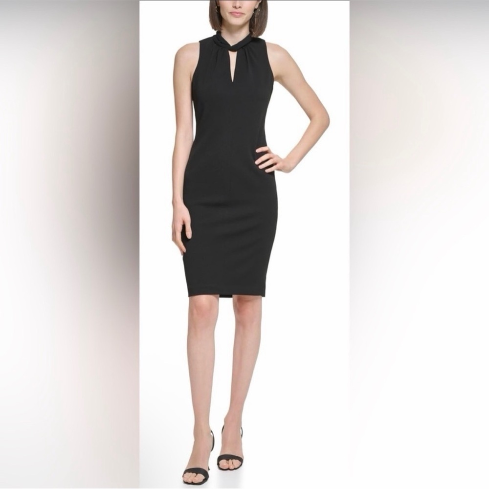 Calvin Klein black twist neckline keyhole dress size 10